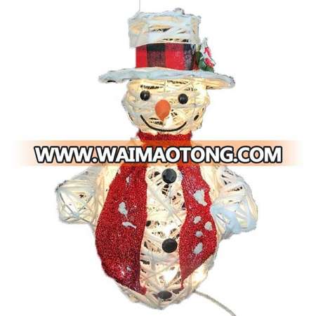 Home indoor Rattan Trumpeting Snowman Christmas Decoration with led